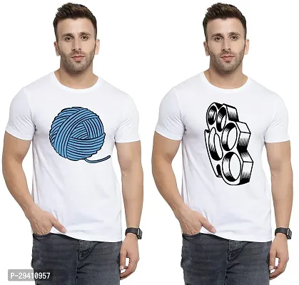 Comfortable White Polycotton Tees For Men Pack Of 2