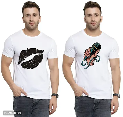 Stylish White Polycotton T-Shirt For Men Pack Of 2-thumb0