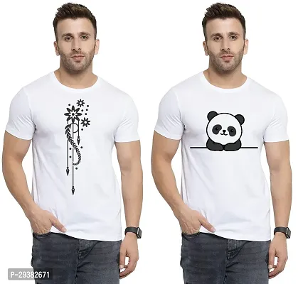 Reliable White Polycotton Printed T-Shirt For Men Pack Of 2