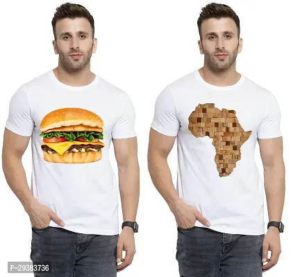 Reliable White Polycotton Printed T-Shirt For Men Pack Of 2-thumb0