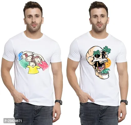 Stylish White Polycotton T-Shirt For Men Pack Of 2