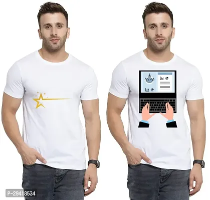 Stylish White Polycotton T-Shirt For Men Pack Of 2