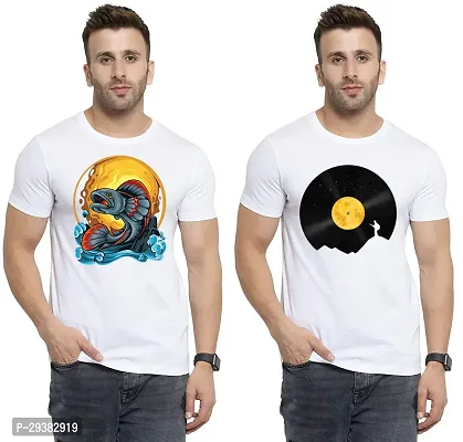 Reliable White Polycotton Printed T-Shirt For Men Pack Of 2-thumb0