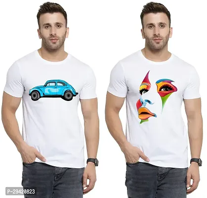 Stylish White Polycotton T-Shirt For Men Pack Of 2-thumb0