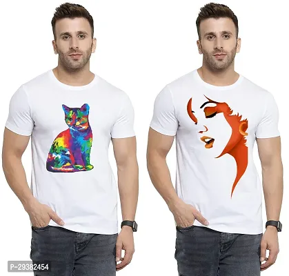 Reliable White Polycotton Printed T-Shirt For Men Pack Of 2-thumb0