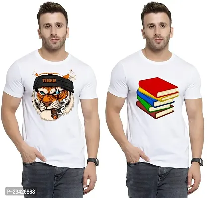 Stylish White Polycotton T-Shirt For Men Pack Of 2