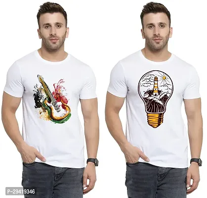 Stylish White Polycotton T-Shirt For Men Pack Of 2-thumb0