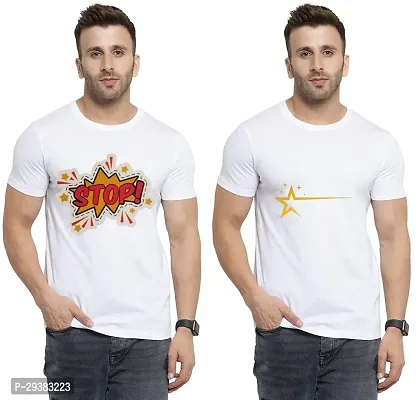 Reliable White Polycotton Printed T-Shirt For Men Pack Of 2-thumb0