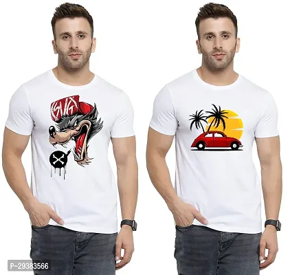 Reliable White Polycotton Printed T-Shirt For Men Pack Of 2-thumb0