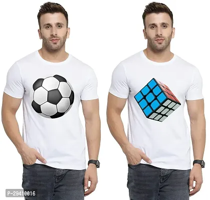 Comfortable White Polycotton Tees For Men Pack Of 2