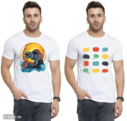 Reliable White Polycotton Printed T-Shirt For Men Pack Of 2