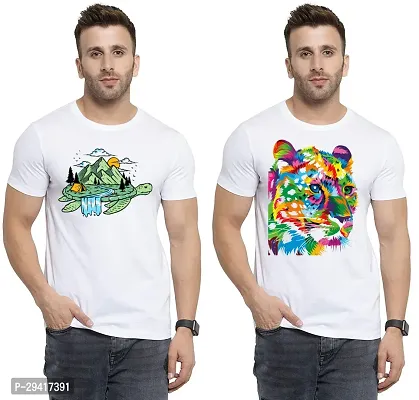 Comfortable White Polycotton Tees For Men Pack Of 2