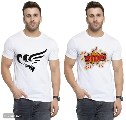 Comfortable White Polycotton Tees For Men Pack Of 2