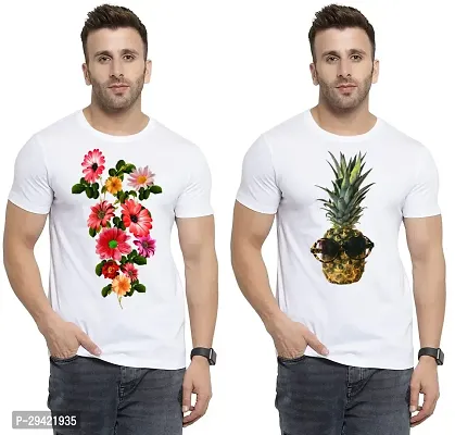 Stylish White Polycotton T-Shirt For Men Pack Of 2