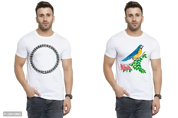 Comfortable White Polycotton Tees For Men Pack Of 2