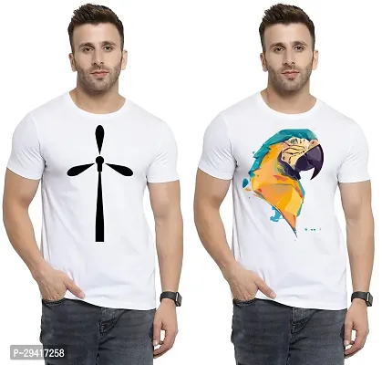 Comfortable White Polycotton Tees For Men Pack Of 2