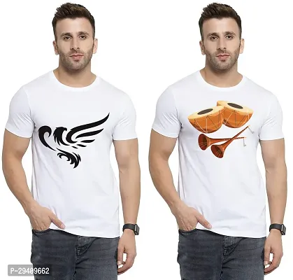 Comfortable White Polycotton Tees For Men Pack Of 2