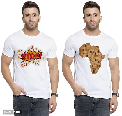 Reliable White Polycotton Printed T-Shirt For Men Pack Of 2