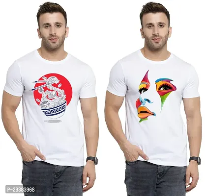 Reliable White Polycotton Printed T-Shirt For Men Pack Of 2-thumb0