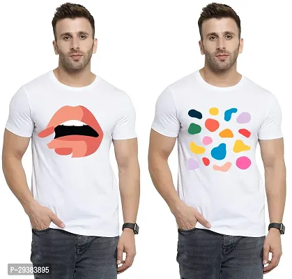 Reliable White Polycotton Printed T-Shirt For Men Pack Of 2-thumb0