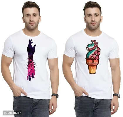 Stylish White Polycotton T-Shirt For Men Pack Of 2-thumb0