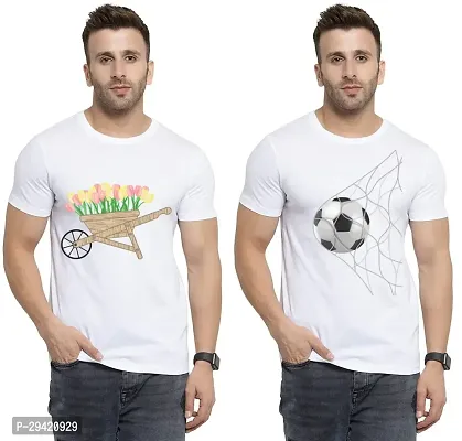 Stylish White Polycotton T-Shirt For Men Pack Of 2