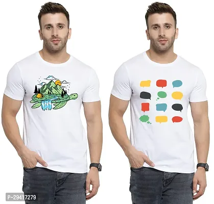 Comfortable White Polycotton Tees For Men Pack Of 2