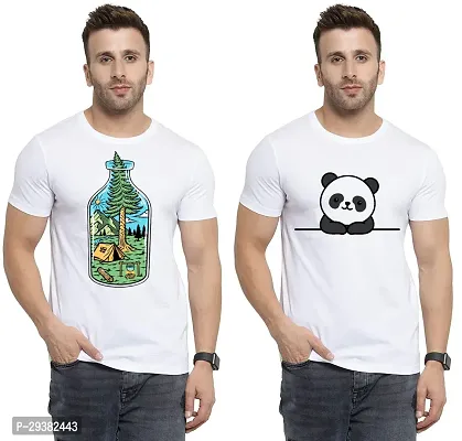 Reliable White Polycotton Printed T-Shirt For Men Pack Of 2-thumb0