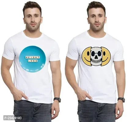 Stylish White Polycotton T-Shirt For Men Pack Of 2-thumb0