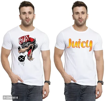 Comfortable White Polycotton Tees For Men Pack Of 2