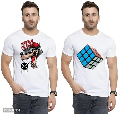 Reliable White Polycotton Printed T-Shirt For Men Pack Of 2-thumb0