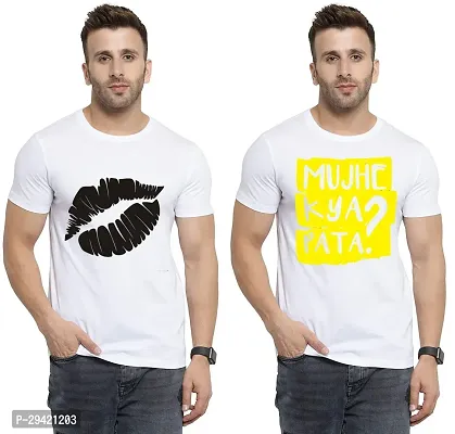 Stylish White Polycotton T-Shirt For Men Pack Of 2