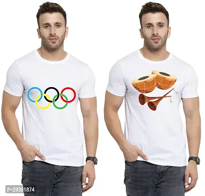 Reliable White Polycotton Printed T-Shirt For Men Pack Of 2-thumb0