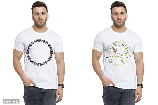 Comfortable White Polycotton Tees For Men Pack Of 2