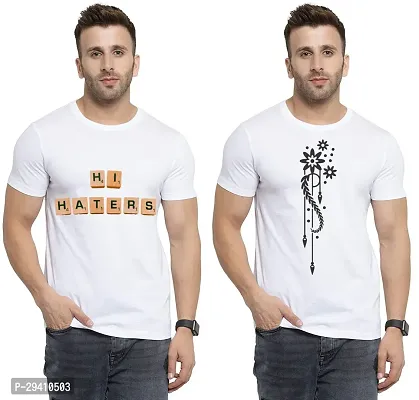 Comfortable White Polycotton Tees For Men Pack Of 2