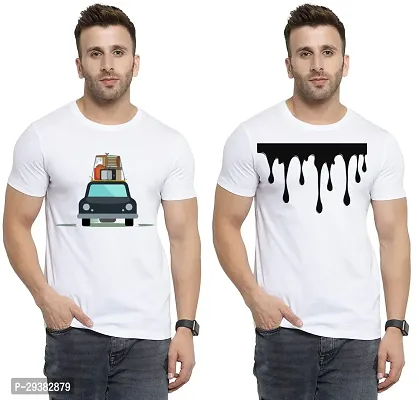 Reliable White Polycotton Printed T-Shirt For Men Pack Of 2-thumb0