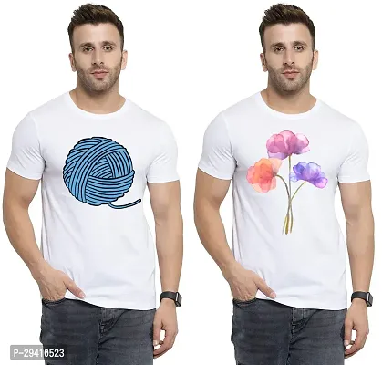 Comfortable White Polycotton Tees For Men Pack Of 2