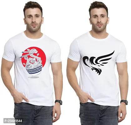 Comfortable White Polycotton Tees For Men Pack Of 2