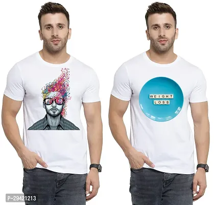 Stylish White Polycotton T-Shirt For Men Pack Of 2