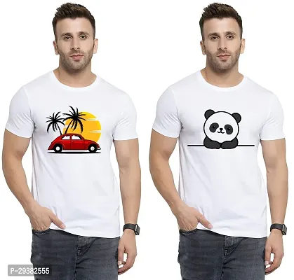 Reliable White Polycotton Printed T-Shirt For Men Pack Of 2-thumb0