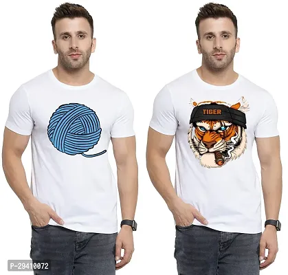 Comfortable White Polycotton Tees For Men Pack Of 2