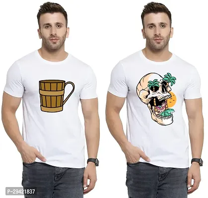 Stylish White Polycotton T-Shirt For Men Pack Of 2-thumb0