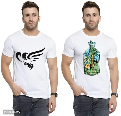 Reliable White Polycotton Printed T-Shirt For Men Pack Of 2-thumb0