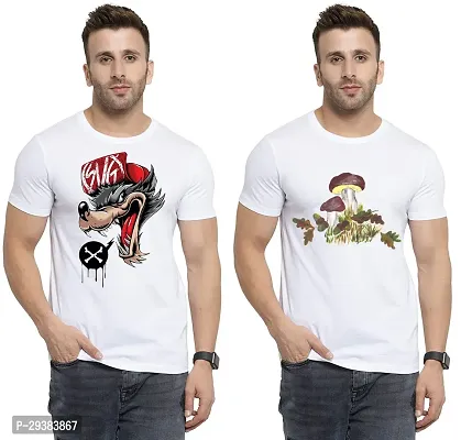 Reliable White Polycotton Printed T-Shirt For Men Pack Of 2-thumb0