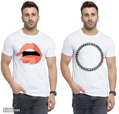 Reliable White Polycotton Printed T-Shirt For Men Pack Of 2-thumb0