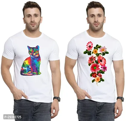 Reliable White Polycotton Printed T-Shirt For Men Pack Of 2-thumb0