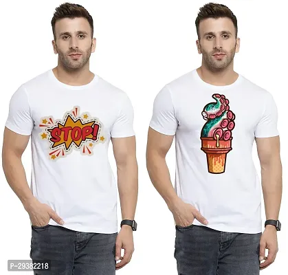 Reliable White Polycotton Printed T-Shirt For Men Pack Of 2-thumb0