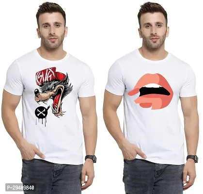 Comfortable White Polycotton Tees For Men Pack Of 2