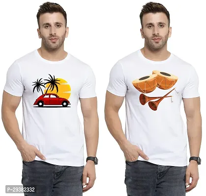 Reliable White Polycotton Printed T-Shirt For Men Pack Of 2-thumb0