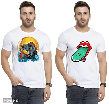 Reliable White Polycotton Printed T-Shirt For Men Pack Of 2-thumb0